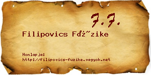 Filipovics Füzike névjegykártya